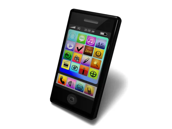 Black touchscreen phone — Stock Photo, Image