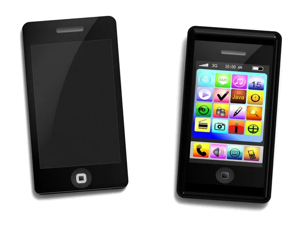 2 black touchscreen phone — Stock Photo, Image