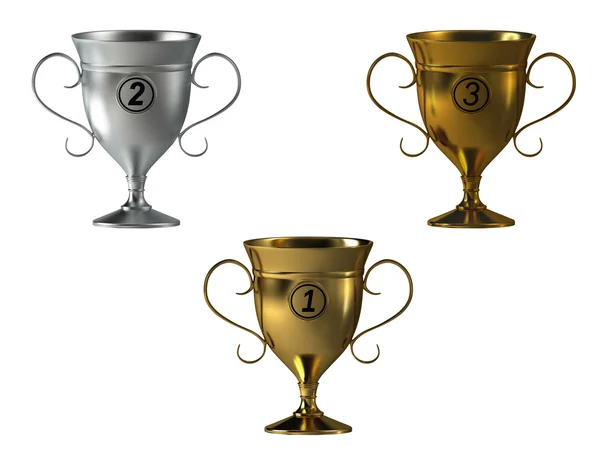 Silver gold and bronze cups — Stock Photo, Image