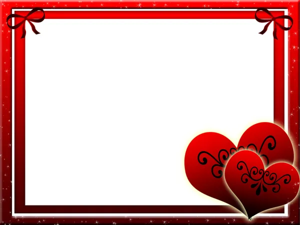 Moldura vermelha para com dois corações — Fotografia de Stock