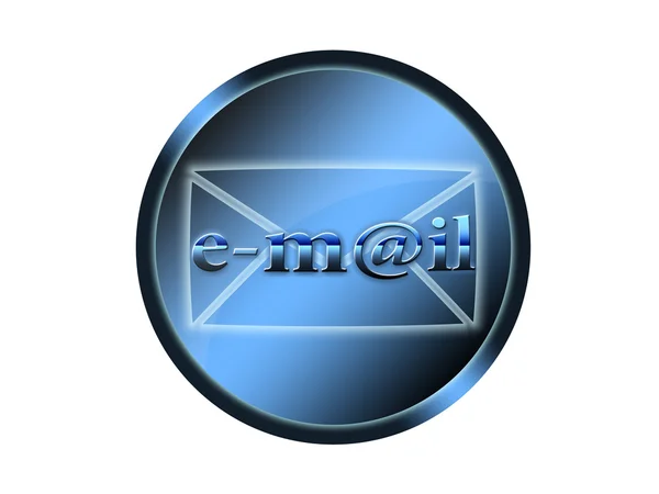 Blauer Knopf mit E-Mail-Zeichen — Stockfoto