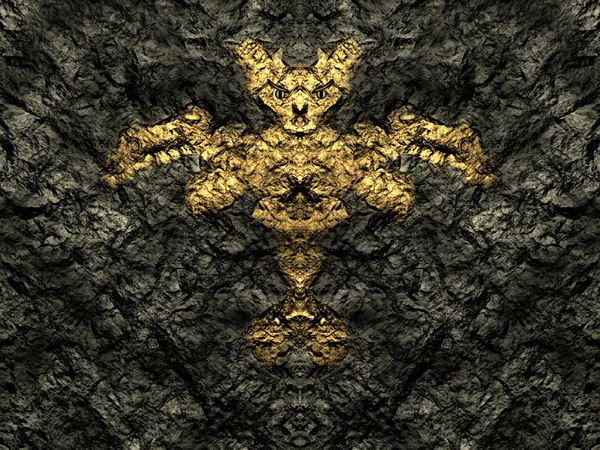 Gouden stenen beeld van de demon — Stockfoto