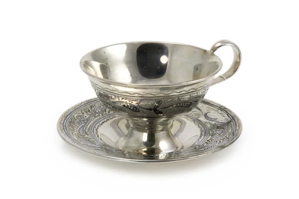 Silver tea cup — Stock Photo, Image