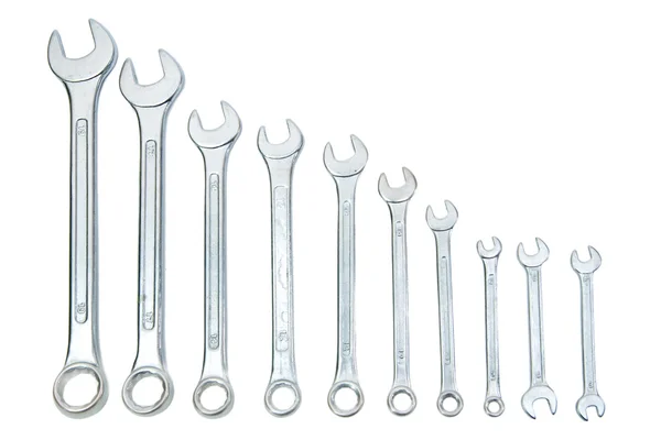 stock image A set of wrenches on white isolated background