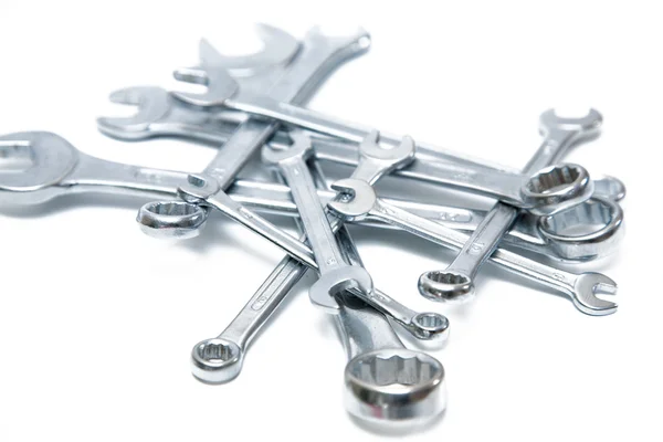 A set of wrenches on white isolated background — Stock Photo, Image