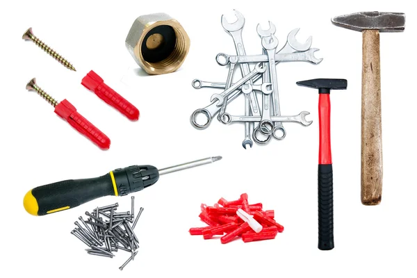 Conjunto de ferramentas isoladas em fundo branco — Fotografia de Stock