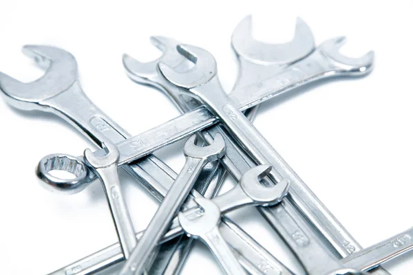 A set of wrenches on white isolated background Royalty Free Stock Photos