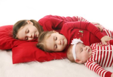 Sleeping sisters waiting for Christmas clipart