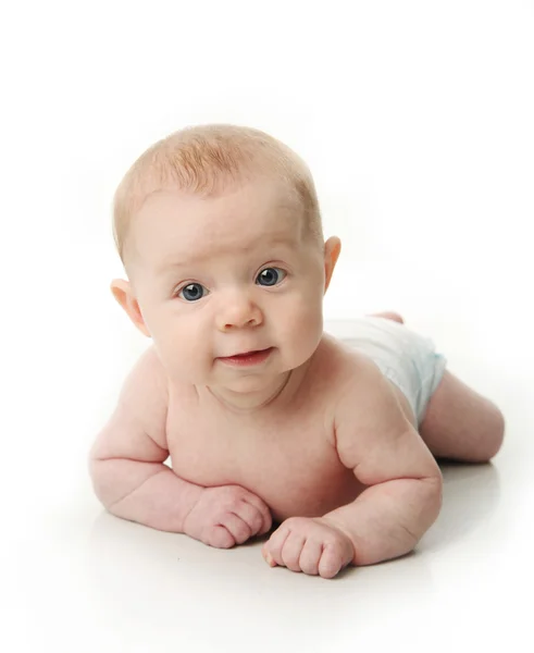 Baby lying on belly — Stock Photo, Image
