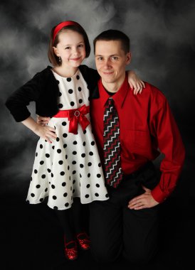 Daddy and daughter dressed up clipart