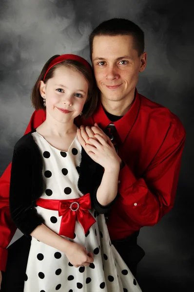 Papa und Tochter verkleidet — Stockfoto