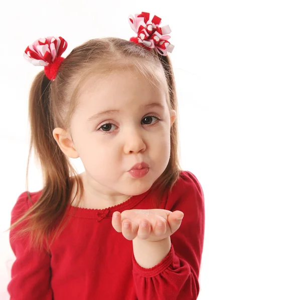 Blowing Valentine kisses — Stock Photo, Image