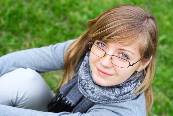 The person of the young girl in glasses — Stock Photo, Image