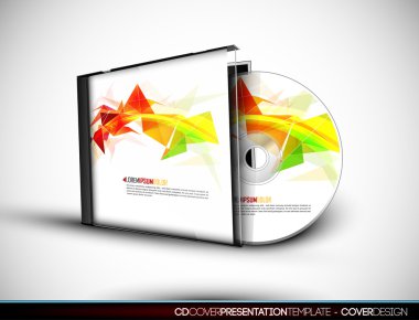 CD Cover Design with 3D Presentation Template clipart