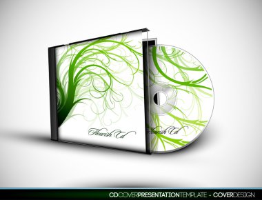 CD Flourish Cover Design with 3D Presentation Template clipart