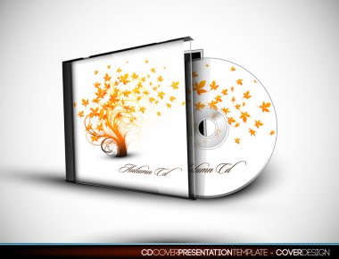 CD Flourish Cover Design with 3D Presentation Template clipart