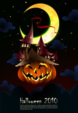 Spooky Castle grown on a Pumpkin clipart