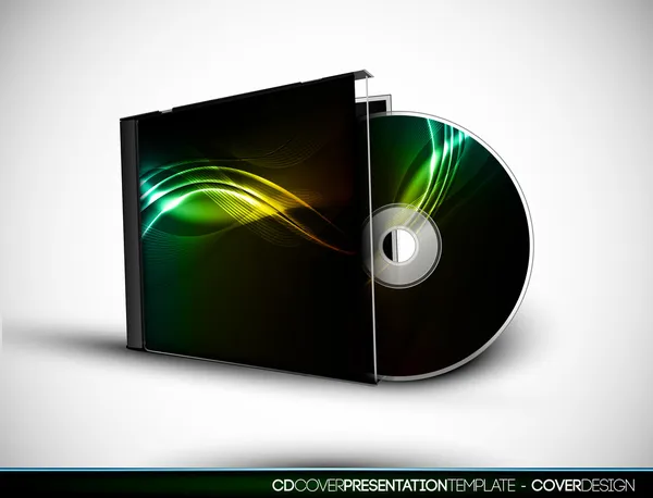 CD Cover Design with 3D Presentation Template — Stock Vector