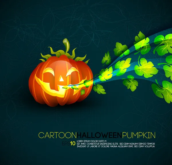 Funny Halloween Citrouille avec feuilles à tartiner — Image vectorielle