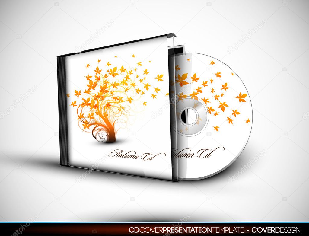 CD Flourish Cover Design with 3D Presentation Template