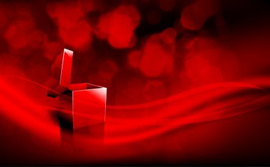 Deep Red Christmas Greeting with Open Box clipart