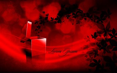 Deep Red Christmas Greeting with Spreading Leaves out of an Open clipart