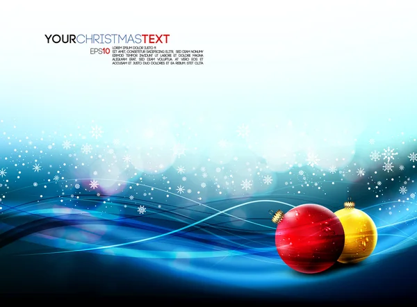 Vánoční banner s realistickou koule a padající vločka — Stockový vektor