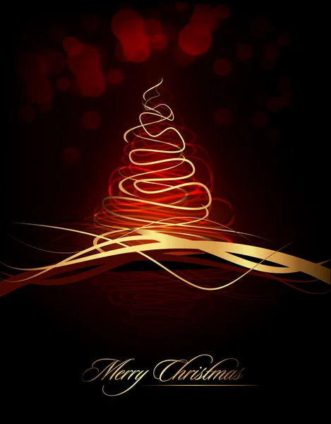 Arbre de Noël composé de lignes abstraites de pinceaux dorés — Image vectorielle
