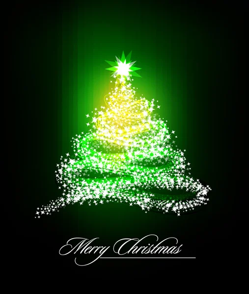 星光闪闪的圣诞树 |深绿色的颜色 — 图库矢量图片