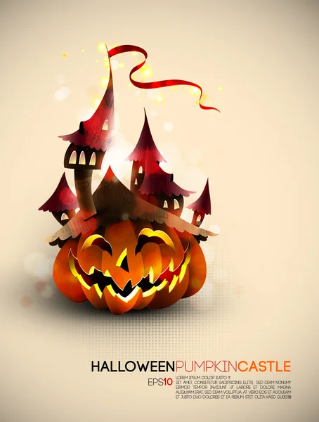 Château Halloween Cultivé Sur Une Citrouille Compatibilité Eps10 Requise — Image vectorielle
