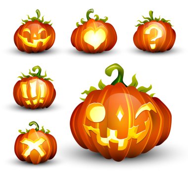 Spooky Vector Pumpkin Set - Different Facial Expressions - EPS10 Compatible clipart