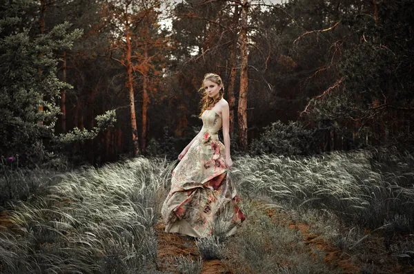 Ritratto di donna nella foresta delle fate — Foto Stock