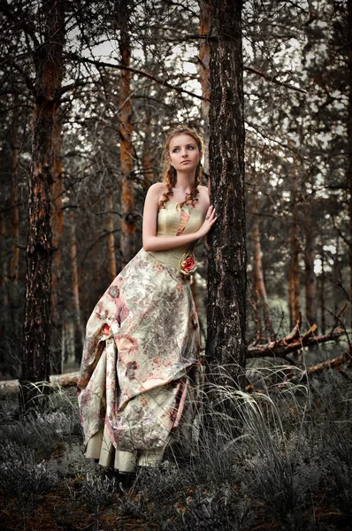 Portrét ženy v lese víla — Stock fotografie