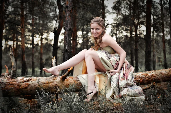 妖精の森林での女性の肖像画 — ストック写真