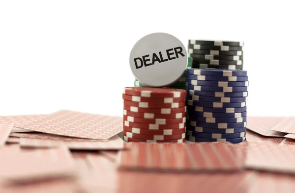 Poker chips on the cards — Stock Photo, Image