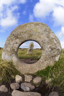 Prehistoric fertility standing stones at Men-An-Tol, Cornwall. clipart