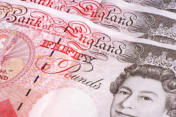 Close Array Fifty Pound Notes — Stock Photo, Image