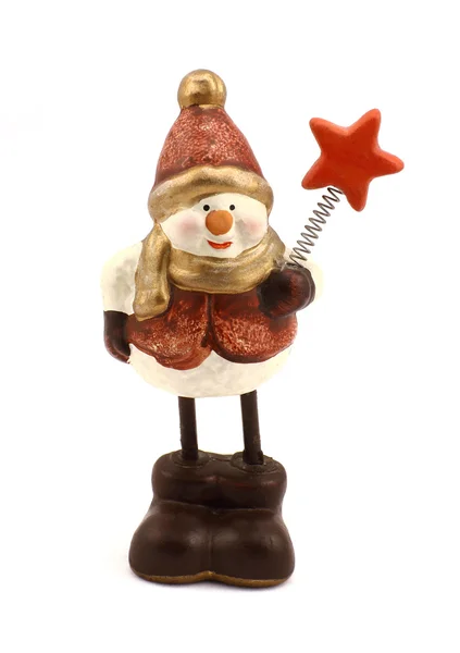 Figurine du bonhomme de neige avec une étoile — Photo