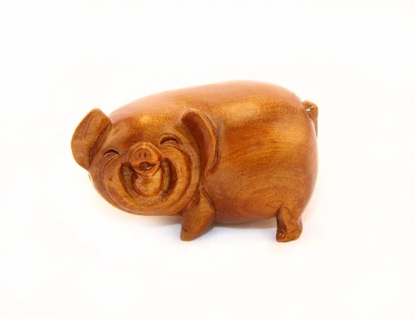 Figura de madera de un cerdo — Foto de Stock