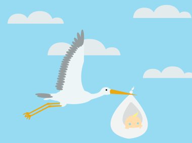 Stork with a baby clipart
