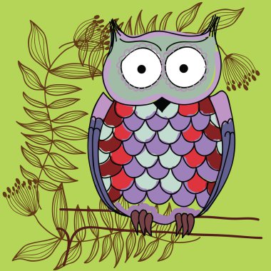 Funny owl cartoon clipart