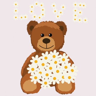 Bear with a bouquet clipart