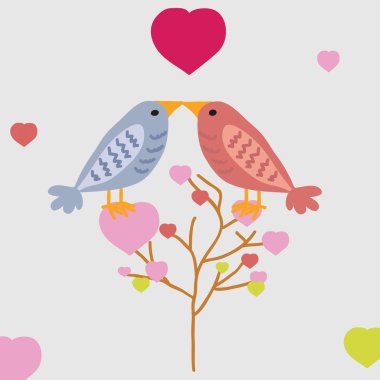 Nice beautiful birds in love. clipart