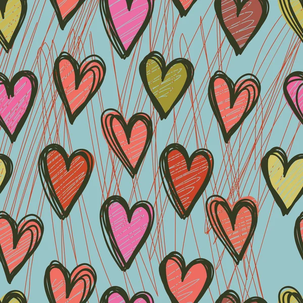 Vector naadloos patroon met harten — Stockvector