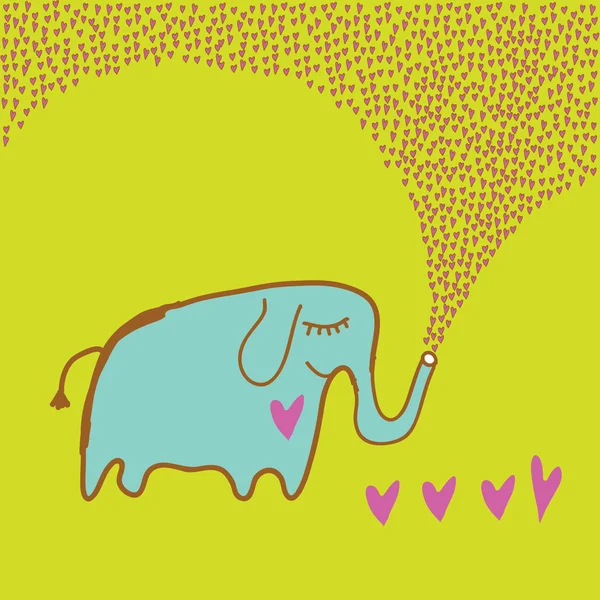 Funny elephant in love — Stock Vector
