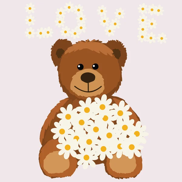 Bear with a bouquet — Stock Vector