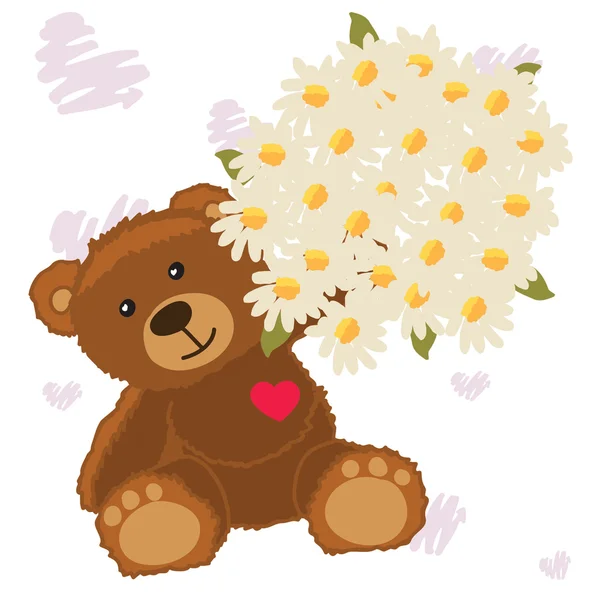 Bear with a bouquet — Stock Vector