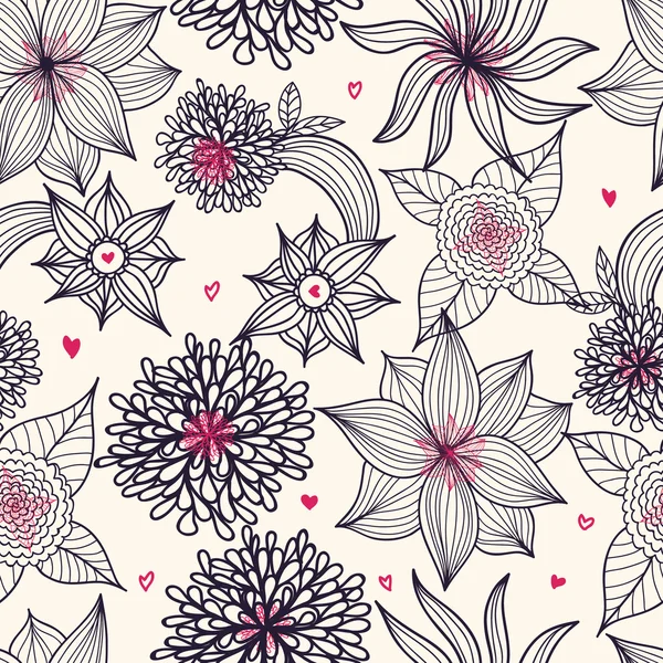 シームレスな花模様のイメージ — ストックベクタ