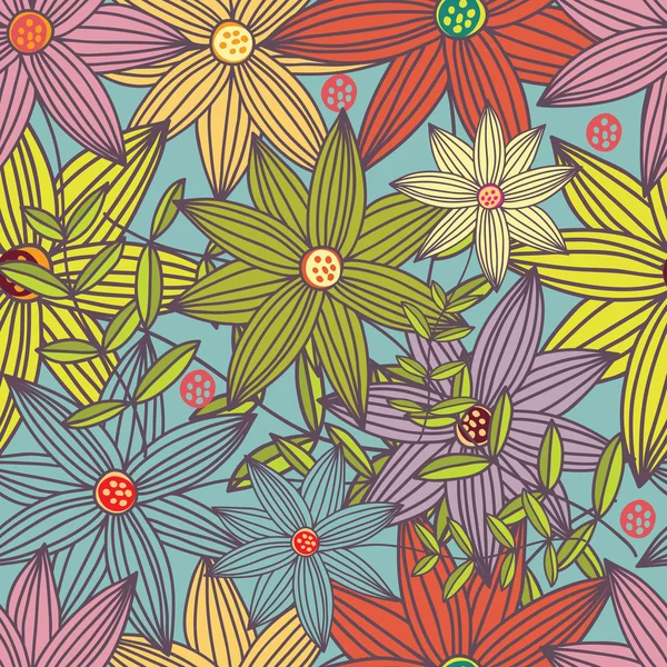 Цветочный бесшовный узор в стильных цветах — стоковый вектор