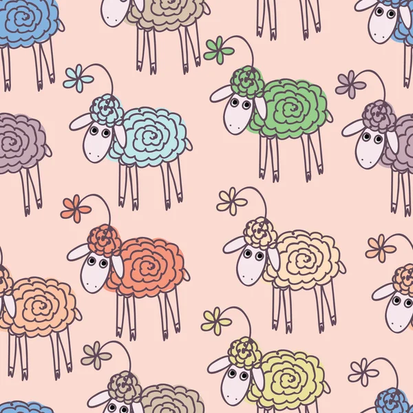 Fond avec moutons drôles — Image vectorielle